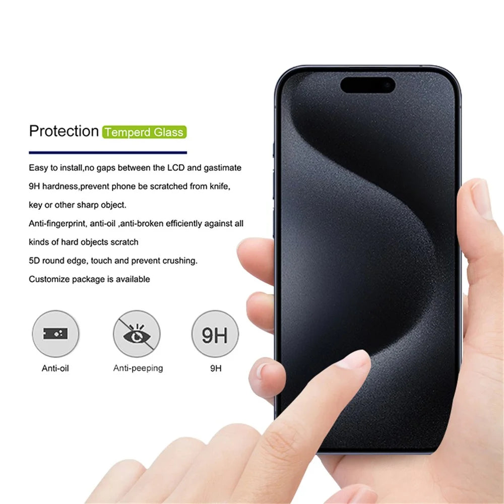 MOCOLO Anti-Spy Screen Protector for iPhone 15 Pro Full Glue 3D Arc Edge Tempered Glass Screen Film - 2