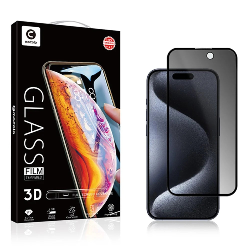 MOCOLO Anti-Spy Screen Protector for iPhone 15 Pro Full Glue 3D Arc Edge Tempered Glass Screen Film - 6