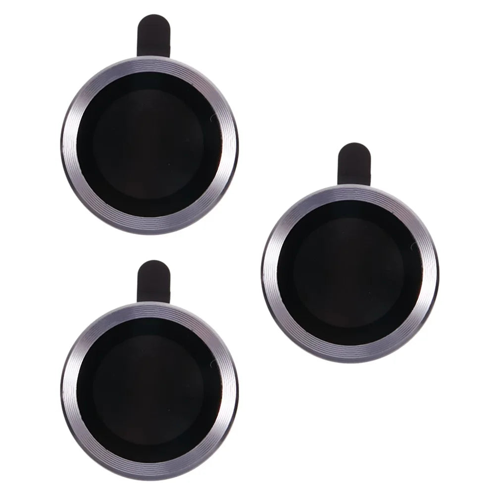 For iPhone 15 Pro / 15 Pro Max 1 Set Camera Lens Protector Metal Ring Tempered Glass Electroplating CD Vein Lens Film - Purple - 1