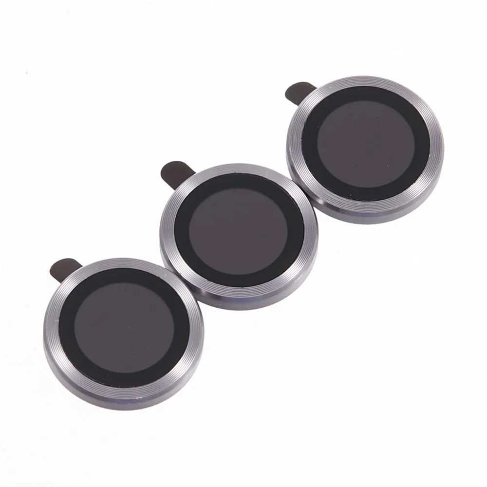 For iPhone 15 Pro / 15 Pro Max 1 Set Camera Lens Protector Metal Ring Tempered Glass Electroplating CD Vein Lens Film - Purple - 2