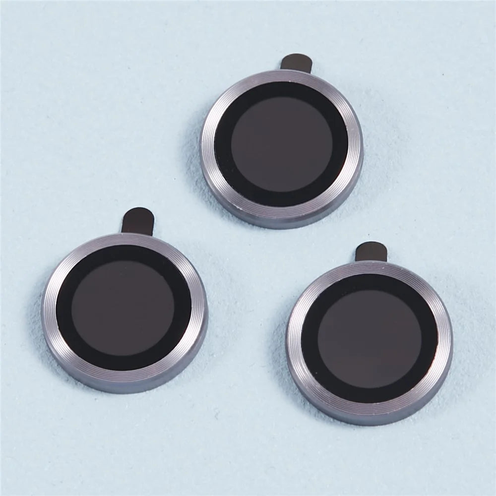 For iPhone 15 Pro / 15 Pro Max 1 Set Camera Lens Protector Metal Ring Tempered Glass Electroplating CD Vein Lens Film - Purple - 3