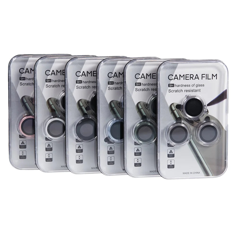 For iPhone 15 Pro / 15 Pro Max 1 Set Camera Lens Protector Metal Ring Tempered Glass Electroplating CD Vein Lens Film - Purple - 7