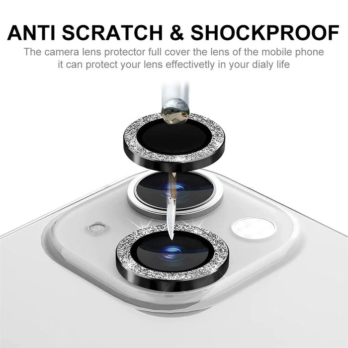 ENKAY HAT PRINCE For iPhone 15  /  15 Plus Camera Lens Protector Glitter Tempered Glass Lens Film - Black - 2