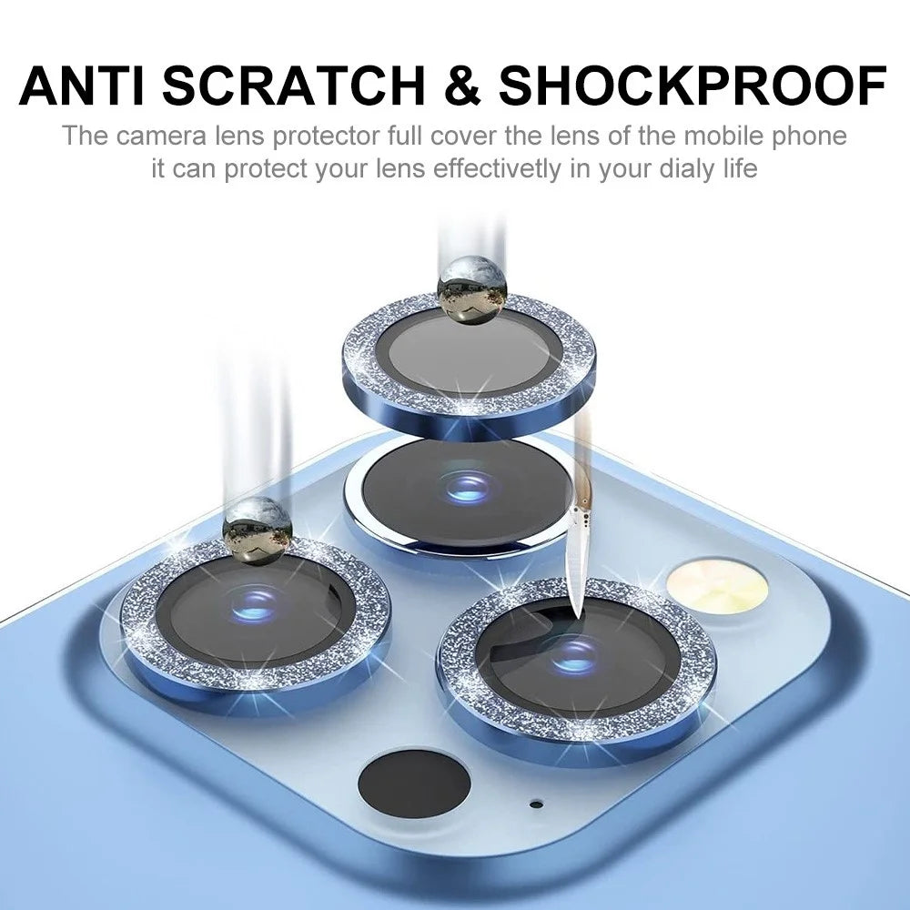 ENKAY HAT PRINCE For iPhone 15 Pro  /  15 Pro Max Camera Lens Film Glitter Decor Tempered Glass Lens Protector - Baby Blue - 2