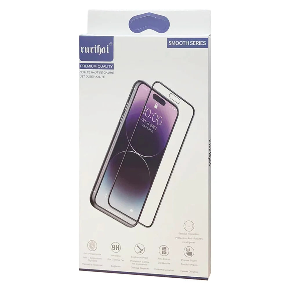 RURIHAI For iPhone 15 Pro AGC Glass Screen Protector Dust-free Install Shatterproof Clear Film - 3