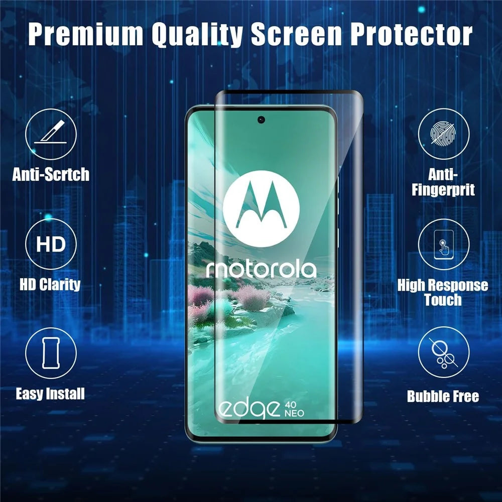 For Motorola Edge 40 Neo 5G 3D Curved Screen Protector Side Glue Touch Sensitive Tempered Glass Film - 2