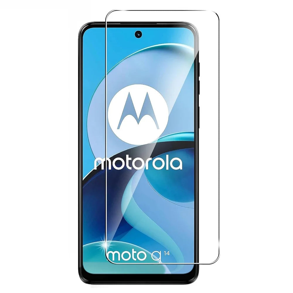 For Motorola Moto G14 4G High Aluminum-silicon Glass Screen Protector 0.2mm Clear Arc Edges 9H Anti-Scratch Film - 1