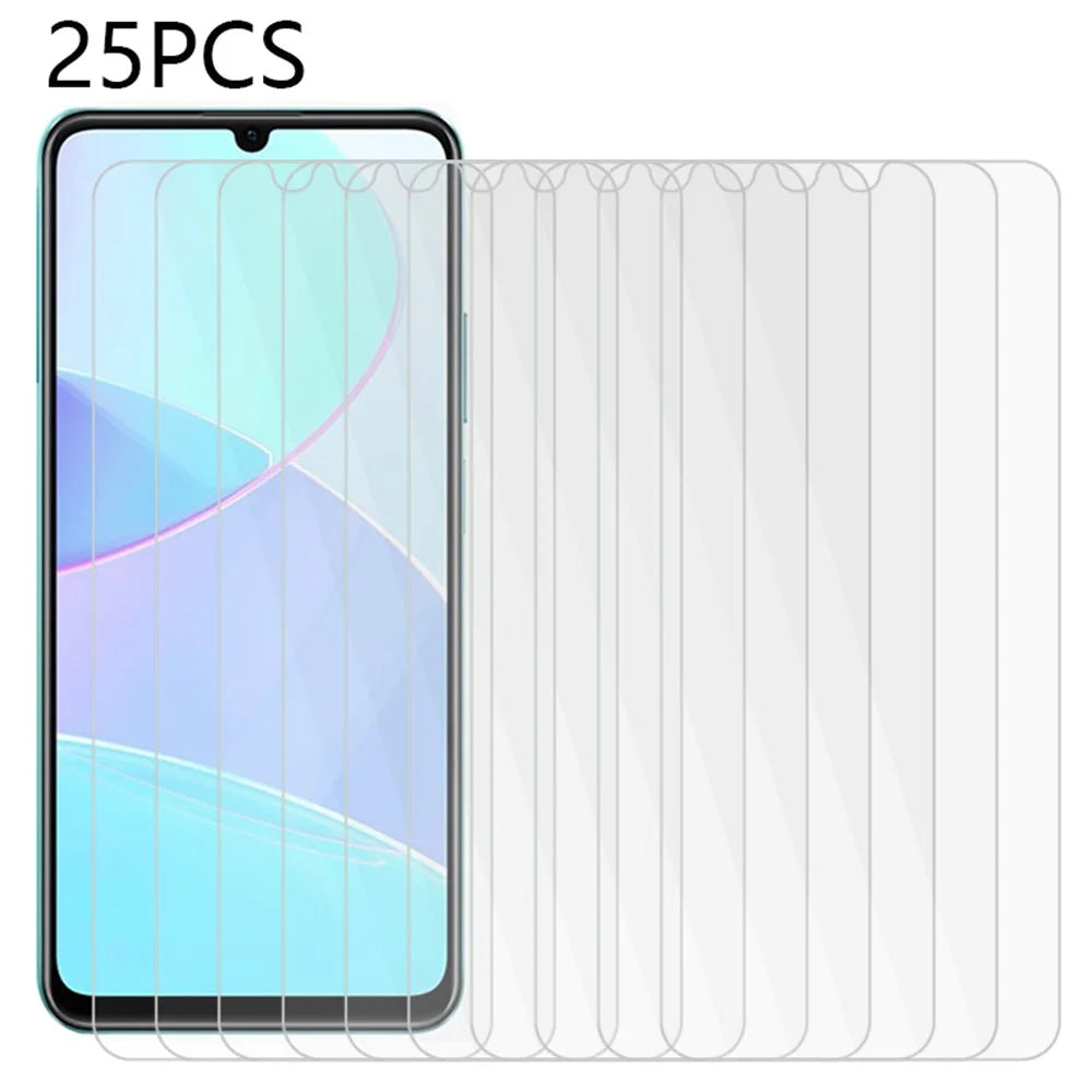 25Pcs For Realme C53 (Global) / C53 (India) / C51 Cell Phone Screen Film Tempered Glass Clear Screen Protector (No Package, with Wipes Set, Dust-absorber, Guide Sticker) - 1