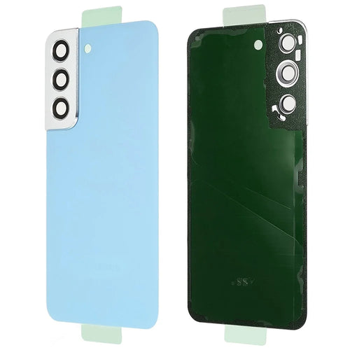 For Samsung Galaxy S22 5G S901 Battery Housing with Adhesive Sticker + Lens Cover Spare Part (without Logo) - Blue - 1