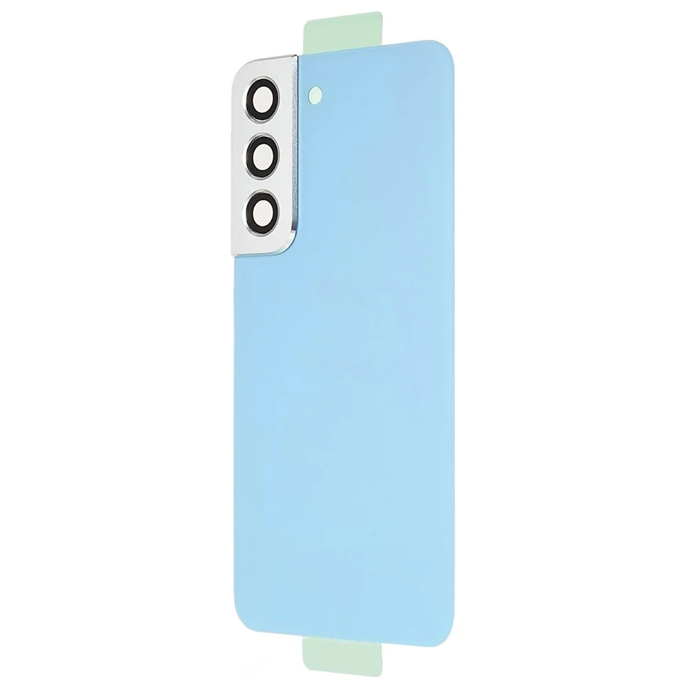 For Samsung Galaxy S22 5G S901 Battery Housing with Adhesive Sticker + Lens Cover Spare Part (without Logo) - Blue - 2