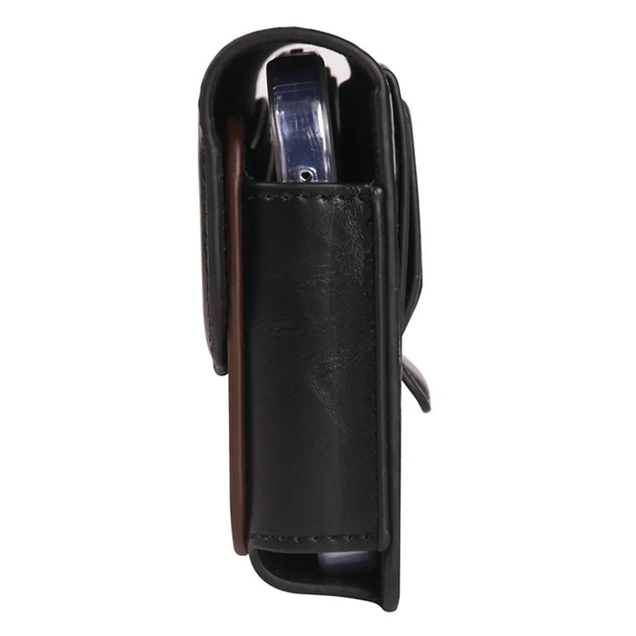 6.7-6.9 inch Cell Phone Belt Bag Anti-Drop PU Leather Waist Phone Pouch with Magnetic Closure - Black  /  Brown - 5