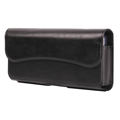 Magnetic Closure Belt Bag for 7.2 inch Phone Anti-Scratch PU Leather Waist Phone Pouch - Black - 1