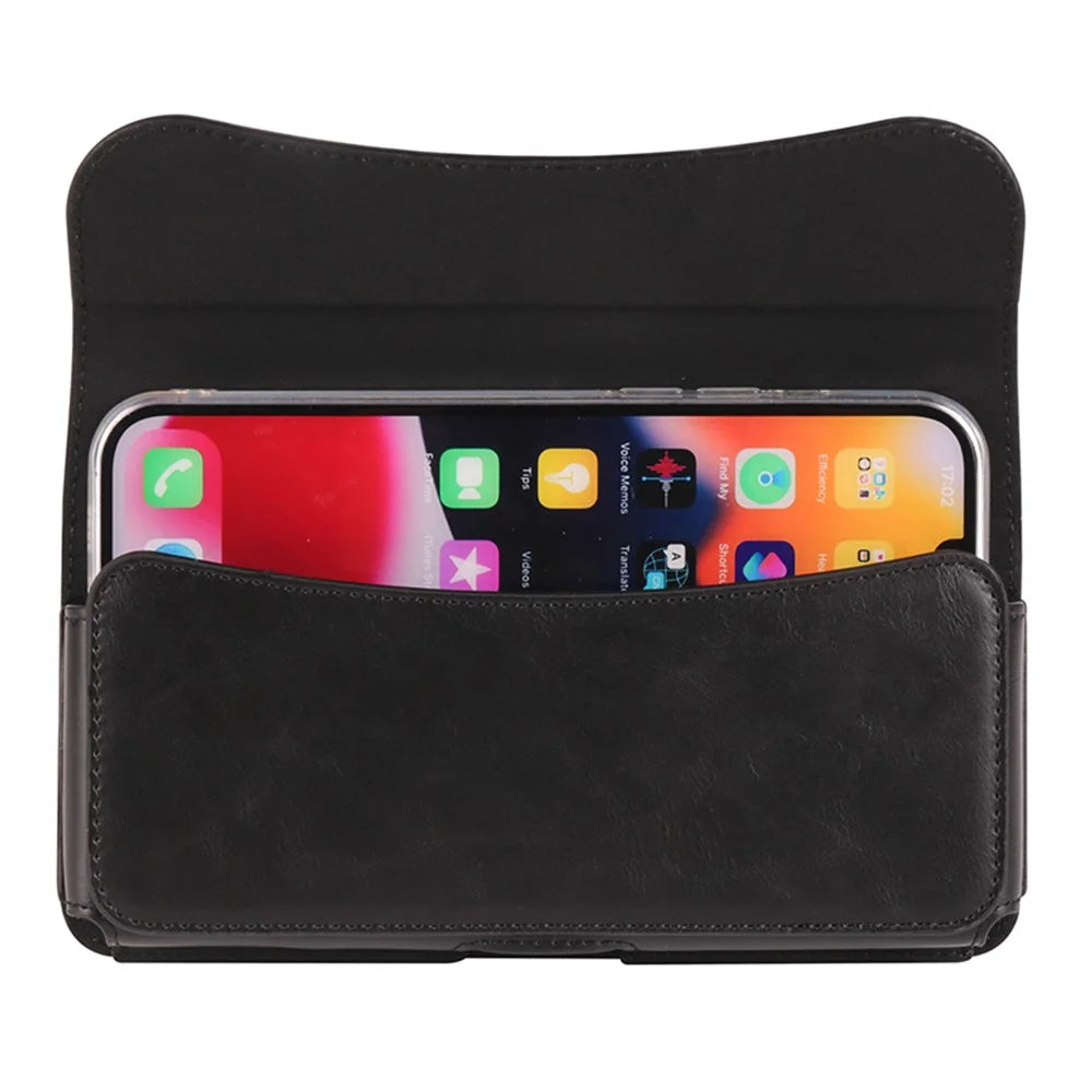 Magnetic Closure Belt Bag for 7.2 inch Phone Anti-Scratch PU Leather Waist Phone Pouch - Black - 3