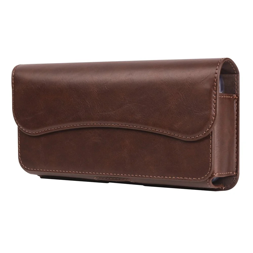 6.1 inch Mobile Phone Waist Bag with Magnetic Closure PU Leather Phone Belt Pouch - Brown - 1
