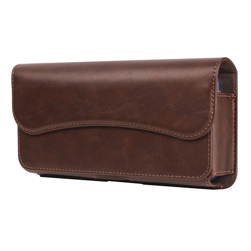 6.1 inch Mobile Phone Waist Bag with Magnetic Closure PU Leather Phone Belt Pouch - Brown - 1