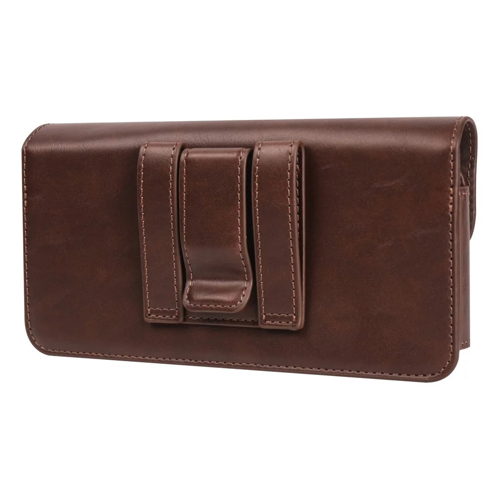 6.1 inch Mobile Phone Waist Bag with Magnetic Closure PU Leather Phone Belt Pouch - Brown - 2