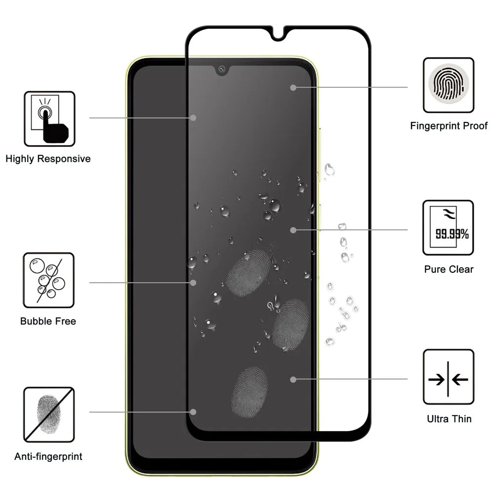 For Samsung Galaxy A05s 4G AGC Tempered Glass with Black Edge Full Glue Full Coverage Screen Protector - 2