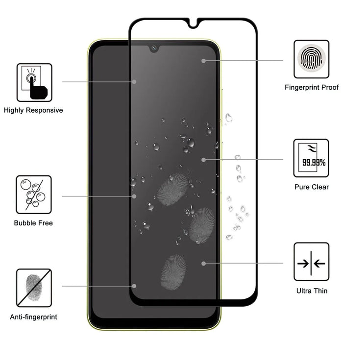 For Samsung Galaxy A05 4G AGC Tempered Glass with Black Edge Full Glue Full Coverage Screen Protector - 2