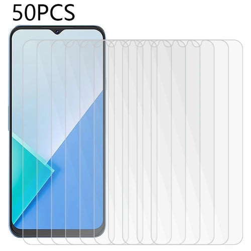 50Pcs For Wiko T60 HD Clear Cell Phone Screen Protector Tempered Glass Film (No Package, with Wipes Set, Dust-absorber, Guide Sticker) - 1