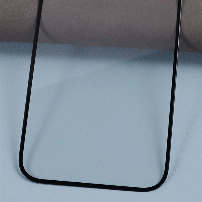 For iPhone 15 Pro Max Tempered Glass Screen Protector with Dust-Proof Net Black Edge Silk Printing Full Cover Clear Screen Film - 6