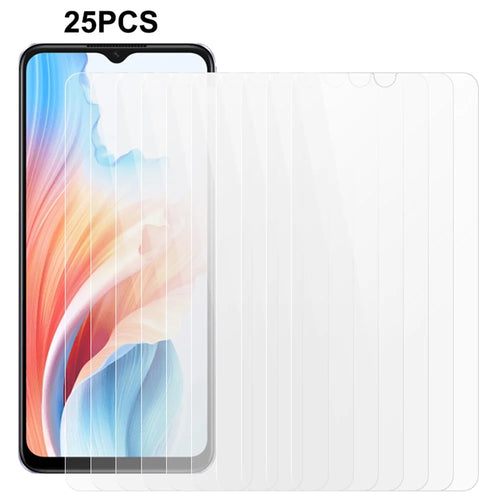25Pcs For Oppo A2m 5G / A18 4G / A38 4G Clear Tempered Glass Screen Protector Protective Film (No Package, with Wipes Set, Dust-absorber, Guide Sticker) - 1