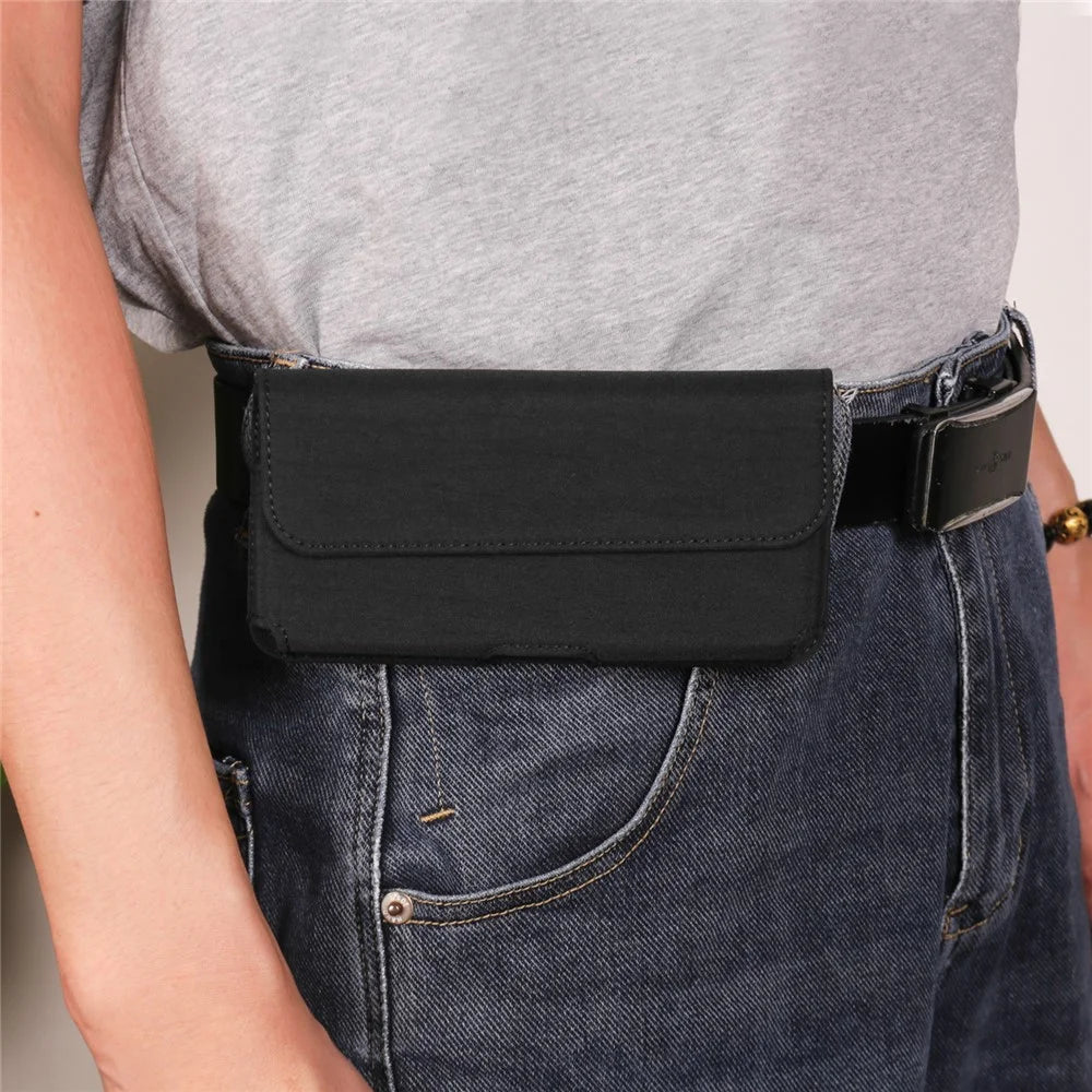 6.7-6.9 inch Cell Phone Belt Clip Bag Horizontal Nylon Waterproof Mobile Phone Bag Waist Pack - 2