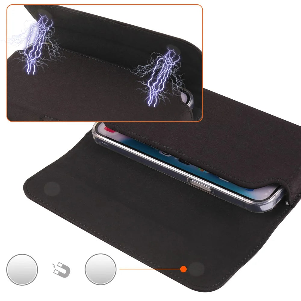 6.7-6.9 inch Cell Phone Belt Clip Bag Horizontal Nylon Waterproof Mobile Phone Bag Waist Pack - 6