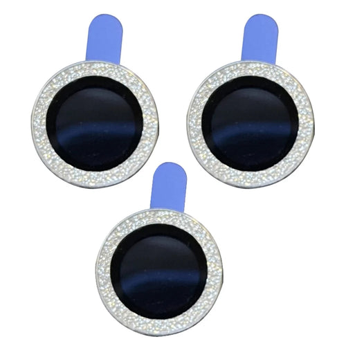 For iPhone 15 Pro / 15 Pro Max 1 Set Camera Lens Film Tempered Glass Lens Protector with Glitter Powder Ring - Silver - 1