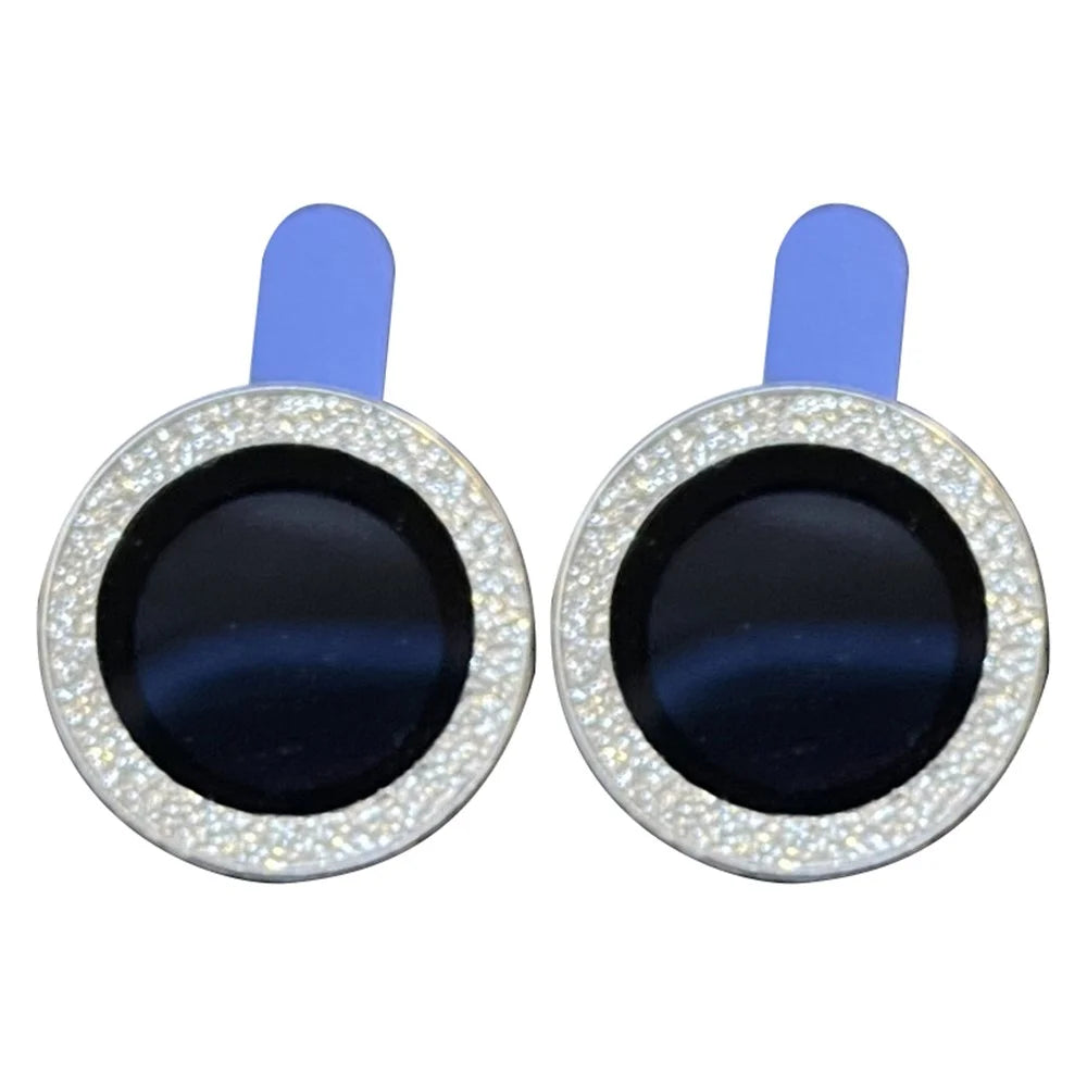 For iPhone 15 / 15 Plus 1 Set Camera Lens Protector Glitter Powder Ring Tempered Glass Lens Film - Silver - 1