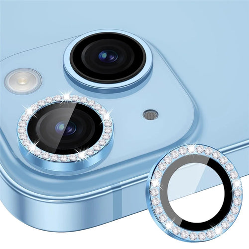ENKAY HAT PRINCE 1 Set For iPhone 13 / 13 mini Rear Lens Protector Tempered Glass+Aluminum Alloy Camera Lens Film - Baby Blue - 1