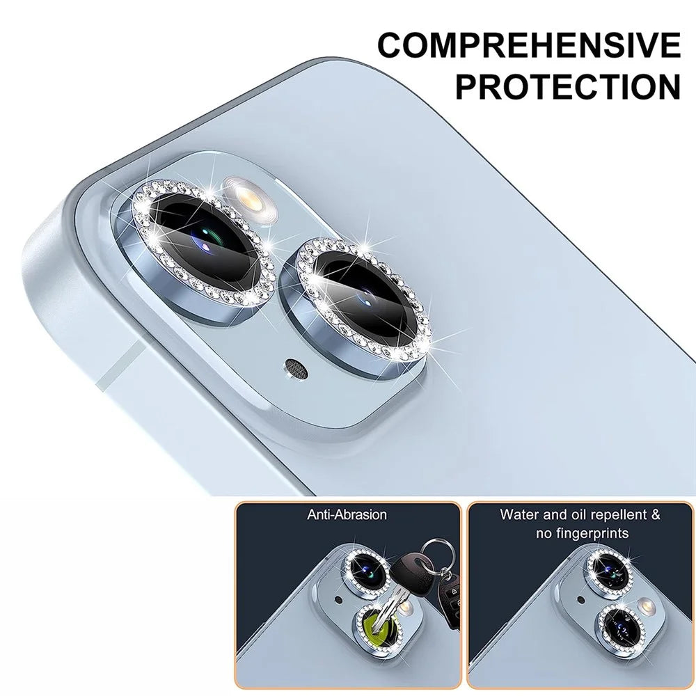 ENKAY HAT PRINCE 1 Set For iPhone 13 / 13 mini Rear Lens Protector Tempered Glass+Aluminum Alloy Camera Lens Film - Baby Blue - 3