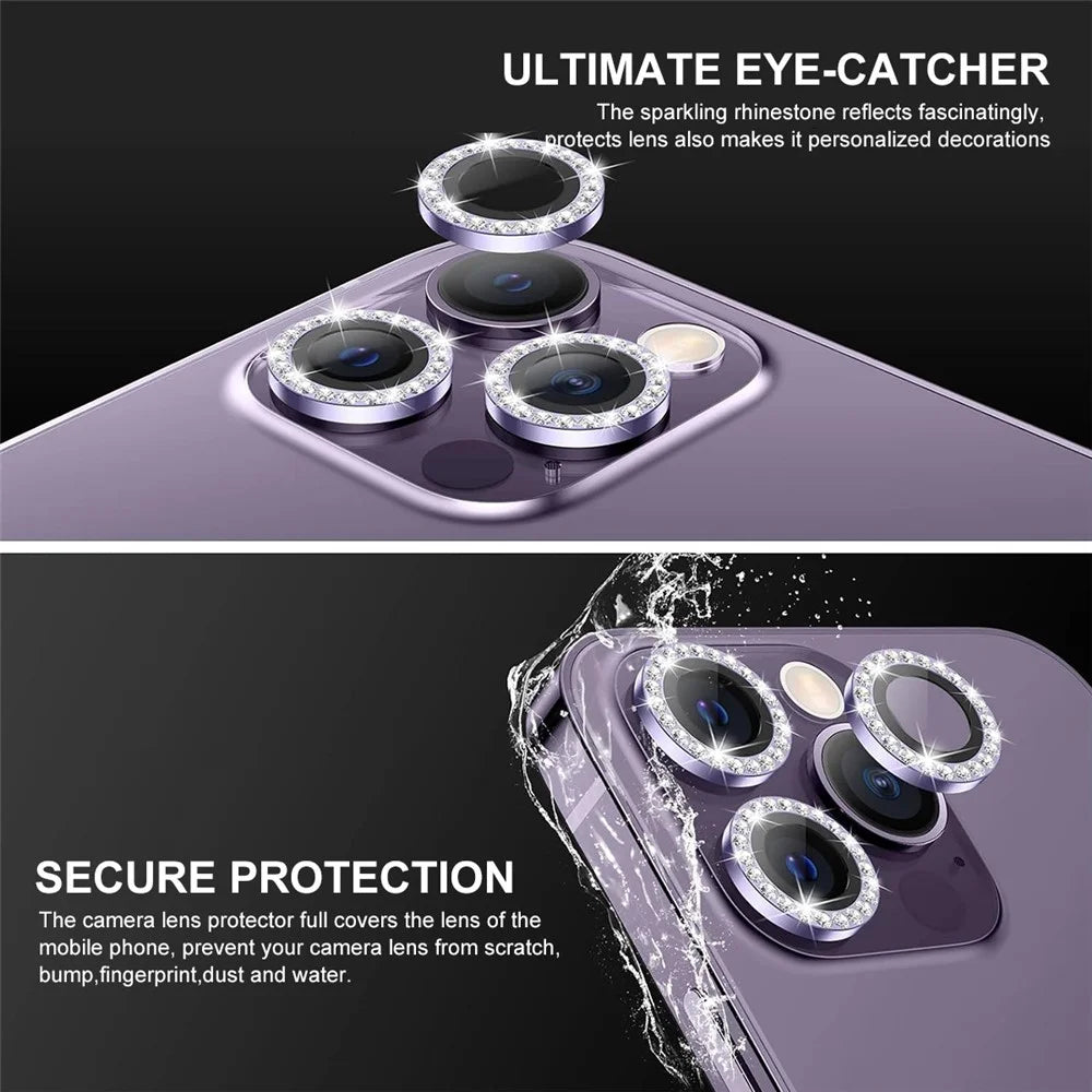 ENKAY HAT PRINCE 1 Set For iPhone 15 Pro / 15 Pro Max Camera Lens Protector Rhinestone Decor Rear Lens Film - Baby Blue - 2