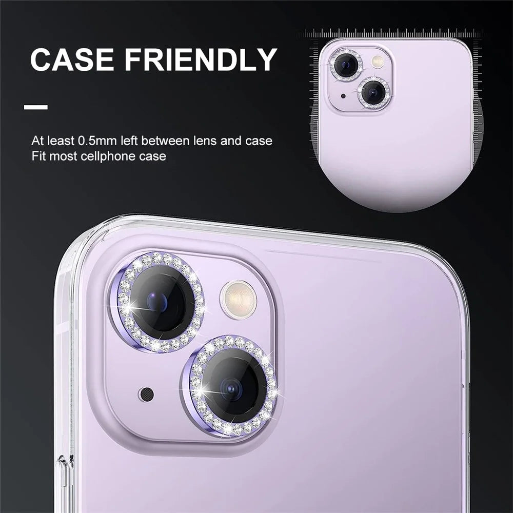 ENKAY HAT PRINCE 1 Set For iPhone 15 / 15 Plus Camera Lens Protector AR HD Clear Rhinestone Rear Lens Film - Baby Blue - 6