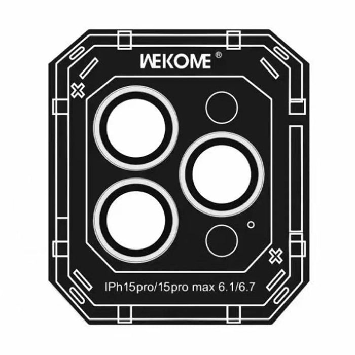 WEKOME WTPC-008 Vacha Series for iPhone 15 Pro / 15 Pro Max Camera Lens Protector Tempered Glass+Metal Lens Film - Transparent - 1
