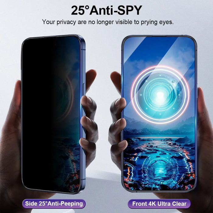 YONGPOLY For iPhone 14 Pro Max Screen Protector Anti Spy Tempered Glass Film Auto Dust-Elimination Installation - 2