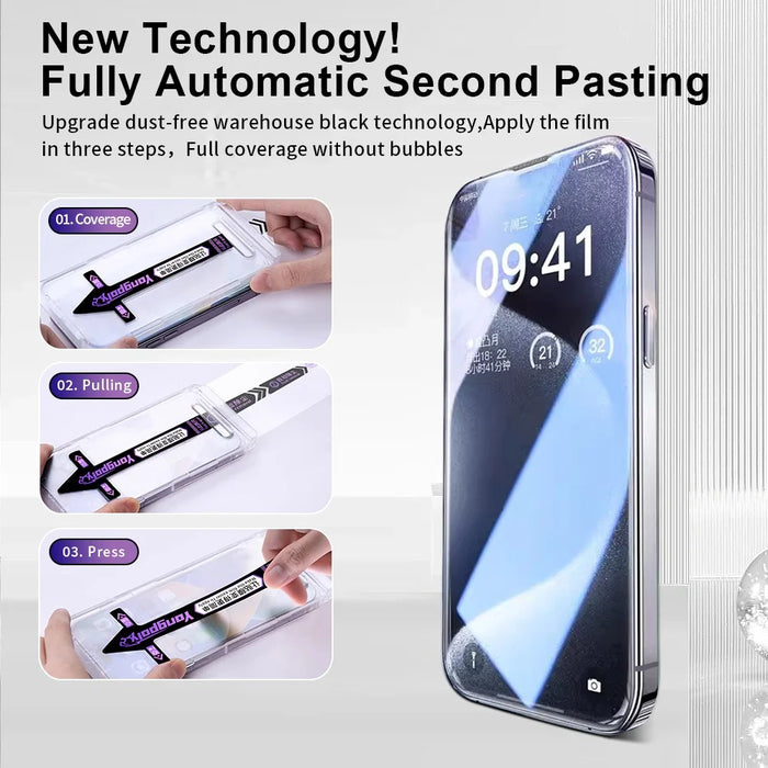 YONGPOLY For iPhone 14 Pro Max Screen Protector Anti Spy Tempered Glass Film Auto Dust-Elimination Installation - 3
