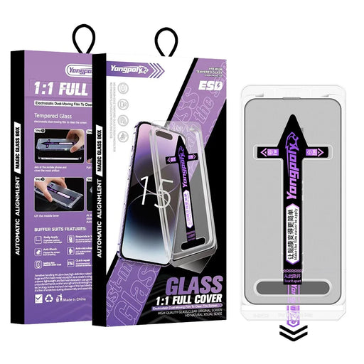 YONGPOLY For iPhone 14 Pro Tempered Glass Silk Printing Ultra Clear Film with Dust-Proof Net - 1
