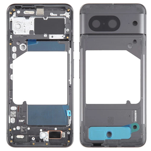 For Google Pixel 8 GKWS6 G9BQD OEM Middle Plate Frame Spare Part (without Logo) - Black - 1