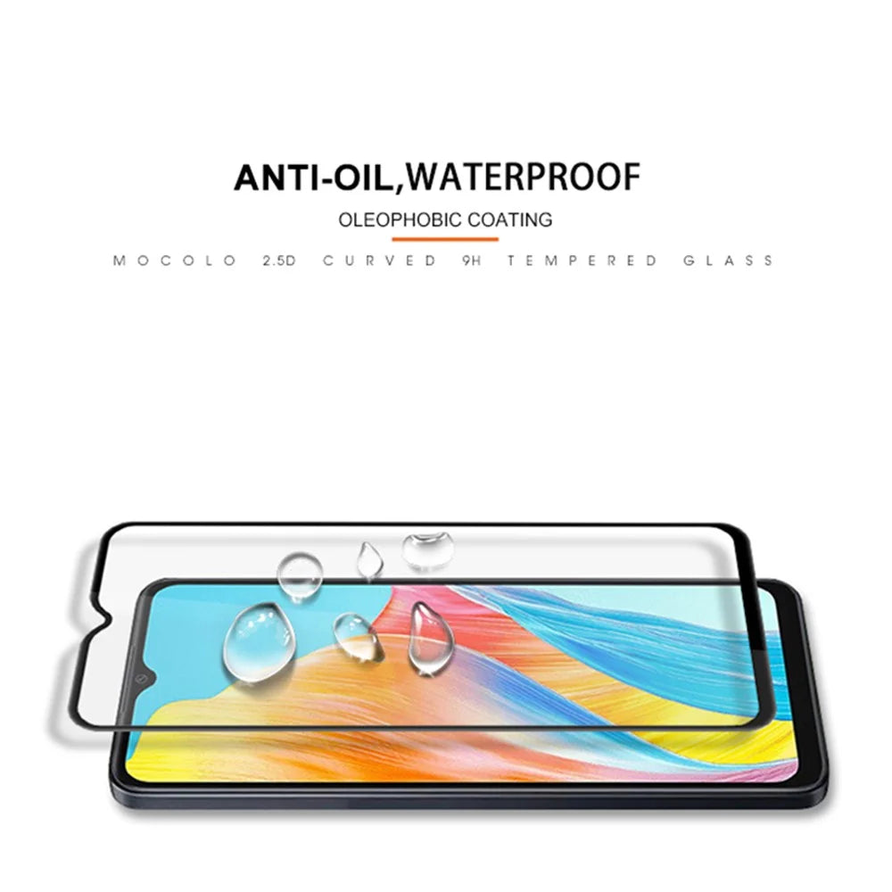 MOCOLO For Oppo A18 4G Tempered Glass Film Full Glue Silk Printing Full Screen Protector - Black - 3