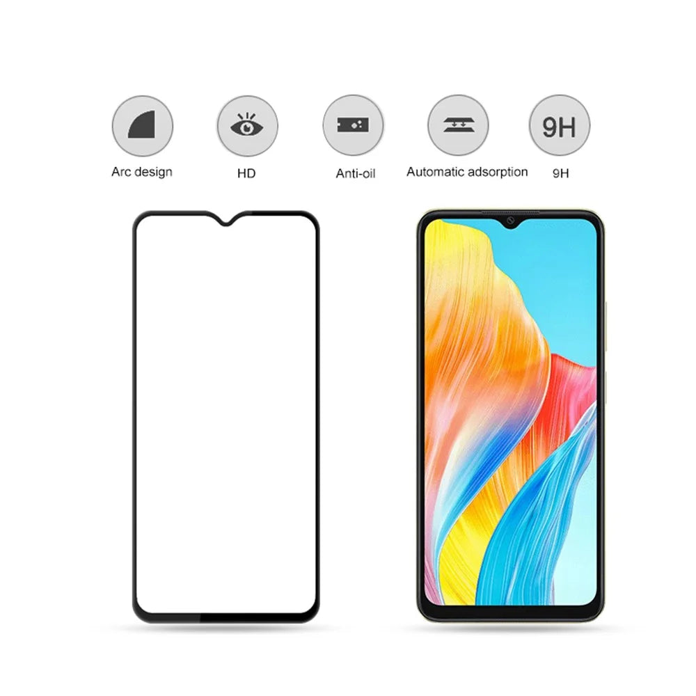 MOCOLO For Oppo A18 4G Tempered Glass Film Full Glue Silk Printing Full Screen Protector - Black - 4