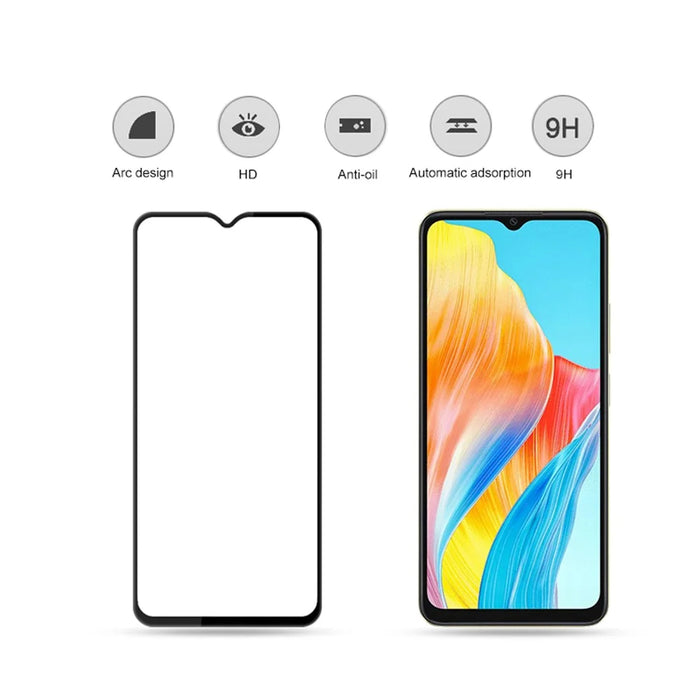 MOCOLO For Oppo A18 4G Tempered Glass Film Full Glue Silk Printing Full Screen Protector - Black - 4