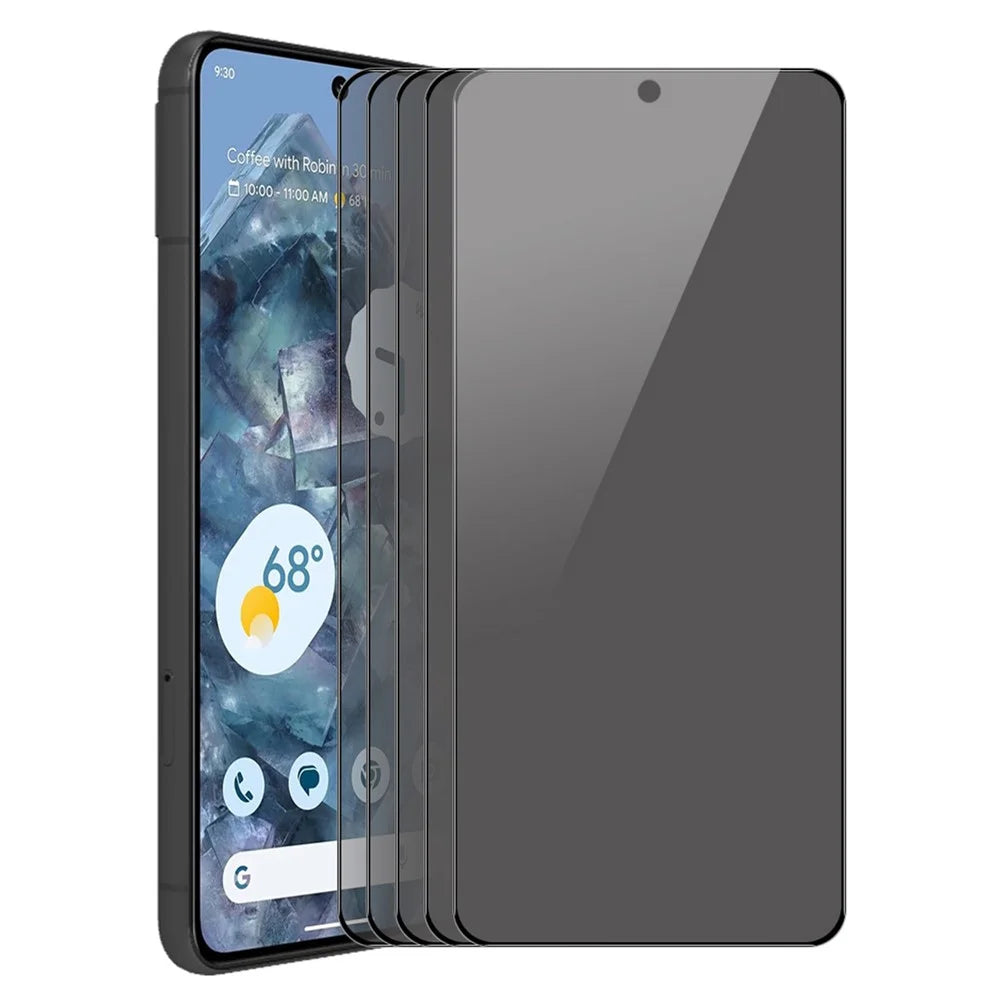 ENKAY HAT PRINCE 5Pcs for Google Pixel 8 Pro Anti Spy Screen Protector Full Cover Silk Printing Tempered Glass Film - 1