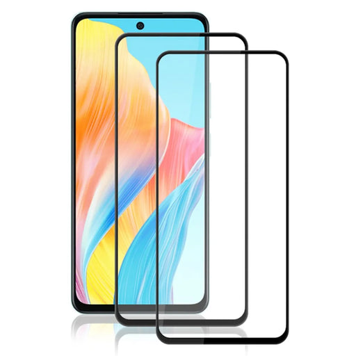 AMORUS 2Pcs For Oppo A58 4G Tempered Glass Film Silk Printing Anti-fingerprint Screen Protector - Black - 1