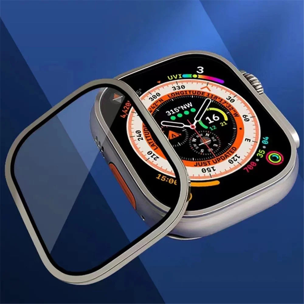 For Apple Watch Ultra 3 / Ultra 2 / Ultra 49mm Screen Protector with Titanium Alloy Frame High Aluminum-silicon Glass Film - Black - 3