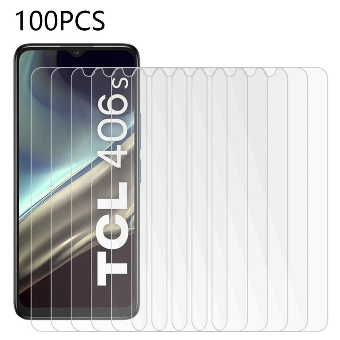 100Pcs for TCL 406s Screen Protector Bubble Free HD Tempered Glass Screen Film (No Package, with Wipes Set, Dust-absorber, Guide Sticker) - 1