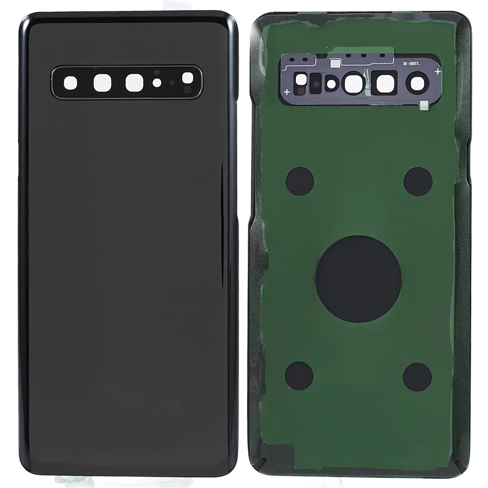 For Samsung Galaxy S10 5G G977 Battery Housing with Adhesive Sticker + Camera Lens Cover - Black - 1