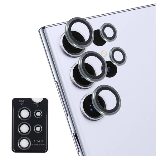 For Samsung Galaxy S24 Ultra Camera Lens Protector Set Electroplating Metal + Tempered Glass Individual Lens Film - Green - 1