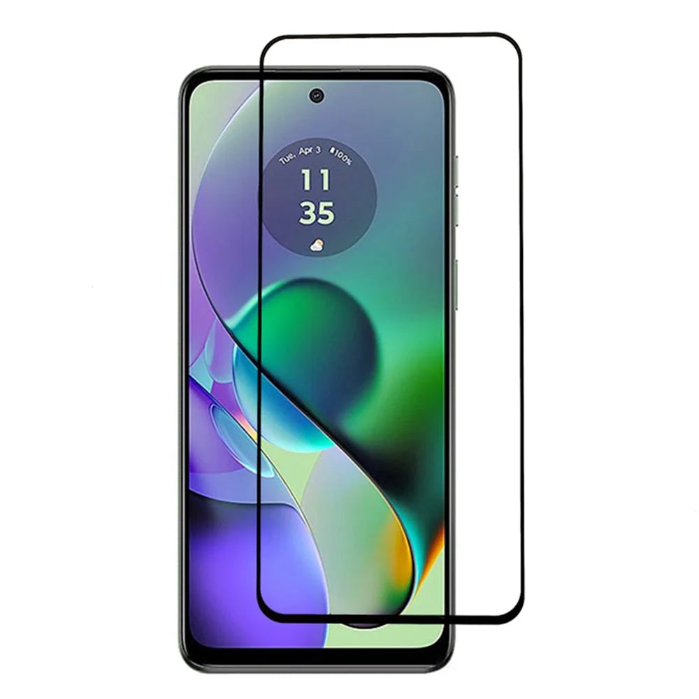 For Motorola Moto G54 5G Tempered Glass Film Silk Printing Full Screen Protector - 1