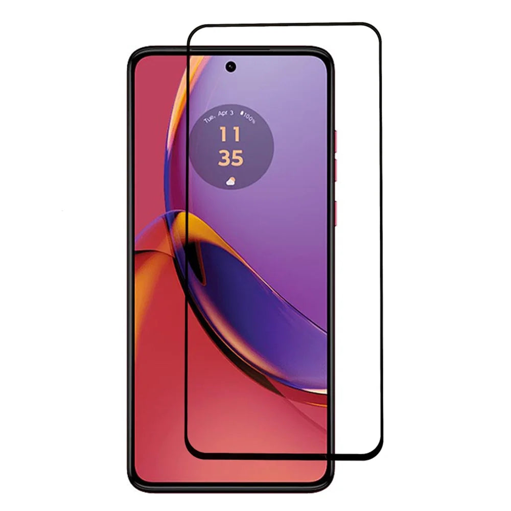 For Motorola Moto G84 5G Full Coverage Screen Protector Silk Printing Shatterproof Tempered Glass Film - 1