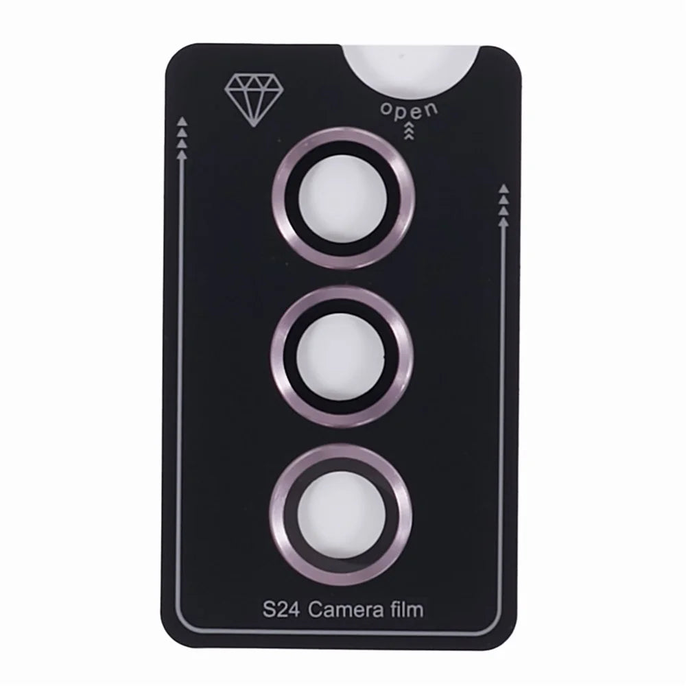 For Samsung Galaxy S24 Camera Lens Protector Set Metal + Tempered Glass Individual Ring Film - Pink - 2